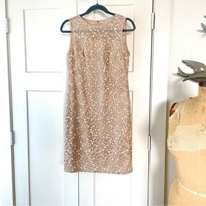 Classic Ralph Lauren Cream Sequin Sleeveless Dress Size 4 knee length